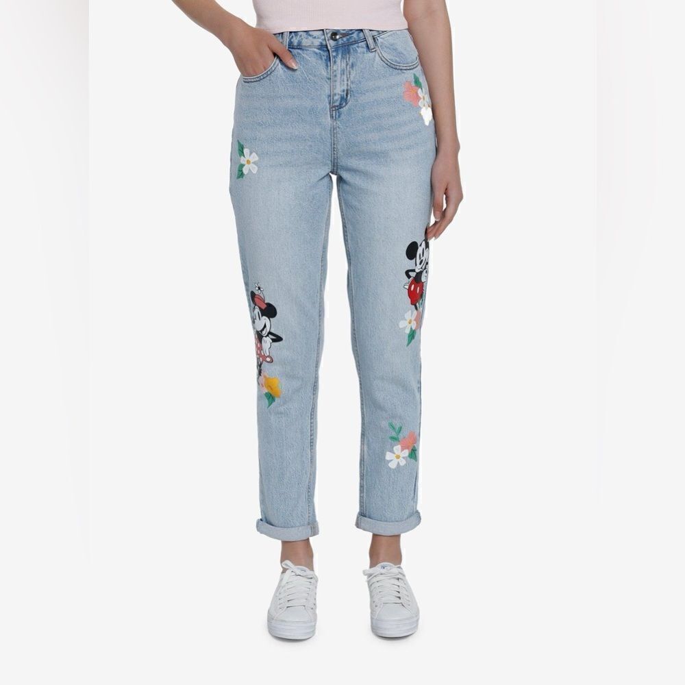 Disney Mickey Mouse Floral Mom Jeans 19/3XL NEW NWT